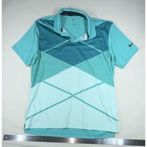 Nike Golf Dri-FIT Men's L Blue/Teal Geometric Golf Polo Short Sleeve DH0609